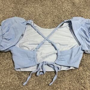 DO+BE Blue Crop Top Blouse size Medium